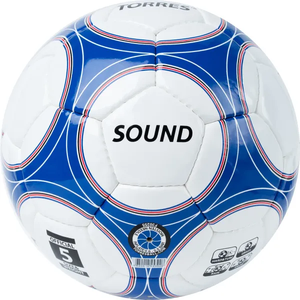 Мяч футб. TORRES Sound, F30255, р.5, со звук.панелями, 32 п,гл.PU,4 слоя, руч. сш, бело-син-чер за 3&nbsp;624.40 ₽ в Москве