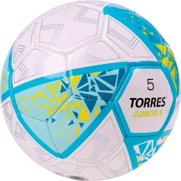 Мяч футб. TORRES Junior-5, F323805, р.5,глянц.ПУ,4 сл,32 п, руч.сш,бел-бирюзовый за 2&nbsp;070.60 ₽ в Москве