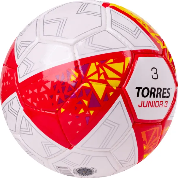 Мяч футб. TORRES Junior-3, F323803, р.3,глянц.ПУ, 4 сл, 32 п,руч.сш,бел-крас-жел за 2&nbsp;070.60 ₽ в Москве