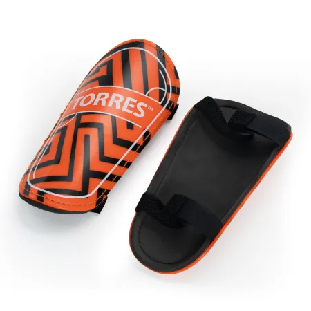 Щитки футбольные TORRES Club, FS2307XS, р. XS, без голеностопа, две заст. на лип, оранжево-черный