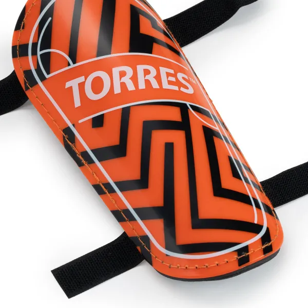 Щитки футбольные TORRES Club, FS2307S, р. S, без голеностопа, две заст. на лип, оранжево-черный