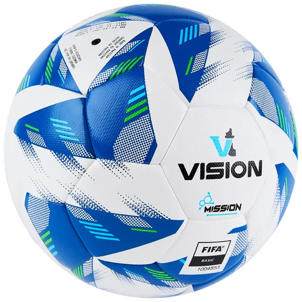 Мяч футб. VISION Mission, FV324074,р.4, FIFA Basic, PU, 32 пан, гибрид.,бело-синий