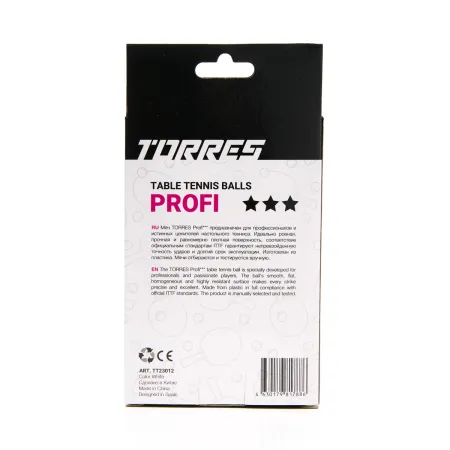 Мяч для наст. тенниса TORRES Profi 3*, TT23012, диам. 40+мм, упак. 6 шт, белый за 338.30 ₽ купить в Москве