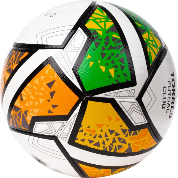 Мяч футзал. TORRES Futsal Club, FS323764, р.4, 10 пан. ПУ, 4 под. сл, гибрид. сш. бело-зел-оранж за 2&nbsp;264.40 ₽ в Москве