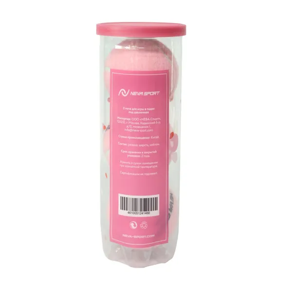 Мяч для падела NS Sakura, UAA2, уп.3 шт, сукно, нат.резина, розовый за 824.50 ₽ в Москве