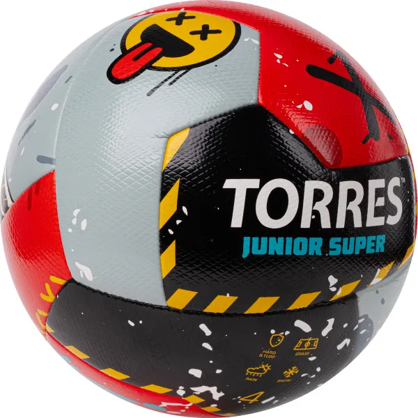 Мяч футб. TORRES Junior-4 Super, F323304, р.4, ПУ,4 сл,12п, гибрид.сш, крас-чёрн-сер за 2&nbsp;272.90 ₽ в Москве