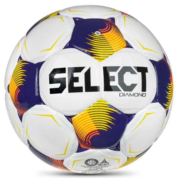 Мяч футб. SELECT Diamond V26, 0855371010, р.5, FIFA Basic, 32п, ТПУ, руч.сш, бело-оранж-фиолет