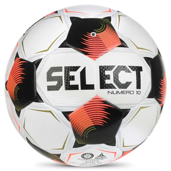 Мяч футб. SELECT Numero 10 V26, 0574071002, р.4, FIFA Basic, 32п, ПУ, гибр.сш, бело-черно-оранжевый за 8&nbsp;404.80 ₽ в Москве