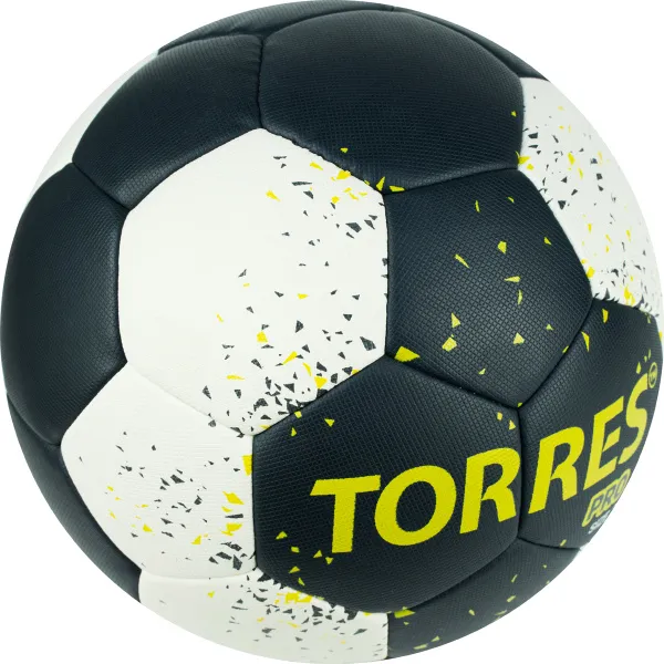 Мяч ганд. TORRES PRO, H32163, р.3, ПУ, 4 подкл. слоя, гибрид. сшивка, черно-бел-желт